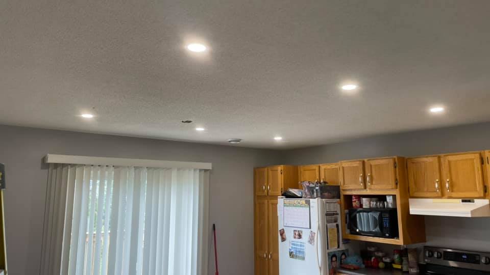Spotlight installation - kitchen with bright spotlights embedded in the ceiling