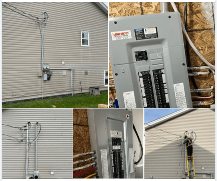 Before and after images of a new electrical box installation by Twisted Electric in New Brunswick